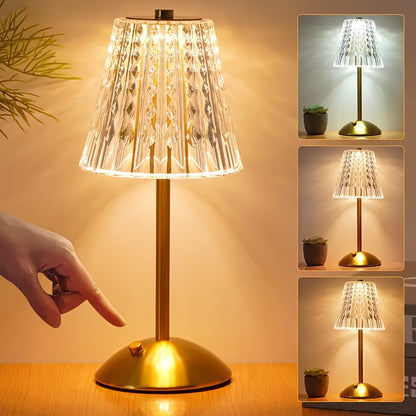 Lámpara de Mesa Crystal Touch | Recargable por USB
