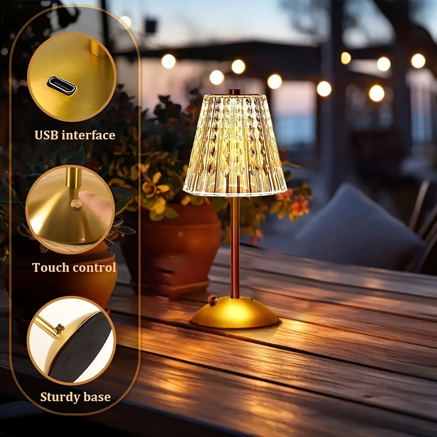 Lámpara de Mesa Crystal Touch | Recargable por USB