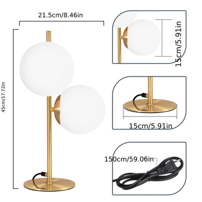 Lámpara de Mesa Moderna Dorada | Diseño de Globo de Vidrio Blanco