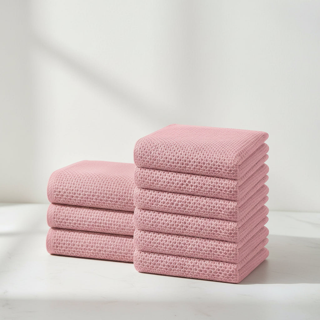 Conjunto de Panos de Algodão Macios Absorventes com Padrão de Colmeia