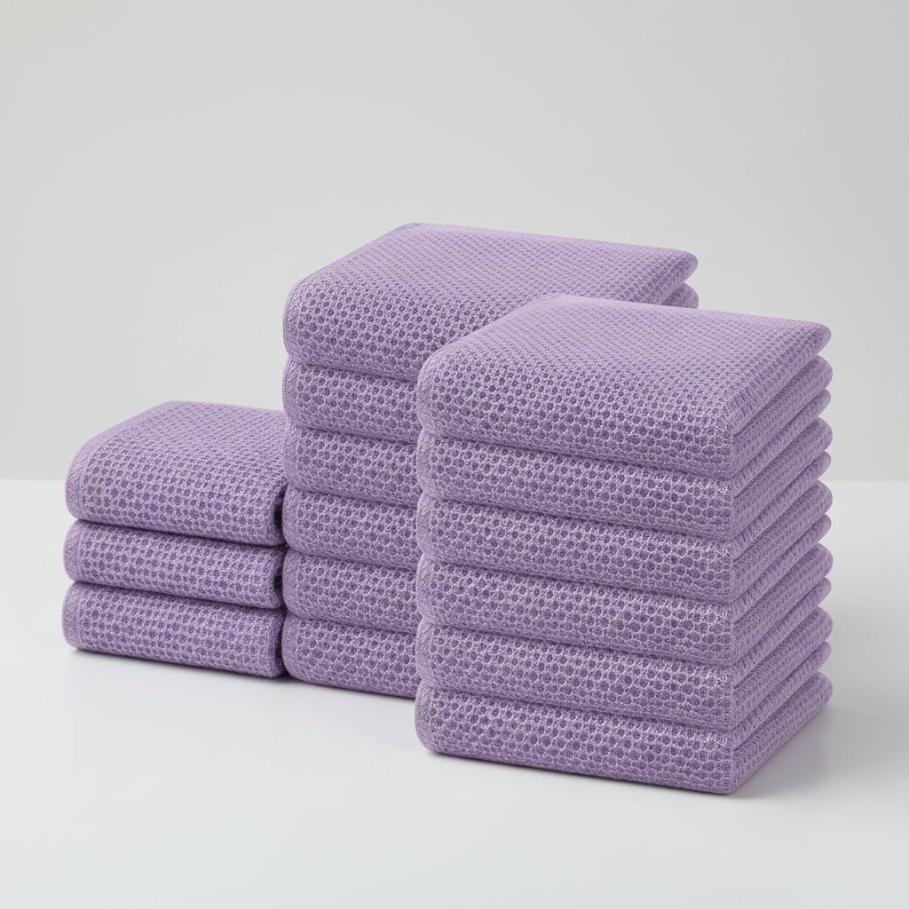 Conjunto de Panos de Algodão Macios Absorventes com Padrão de Colmeia
