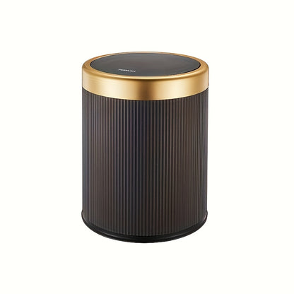 Lixeira Oval de Luxo | Contentor de Resíduos com Tampa de Pressão e Balde Duplo Interior