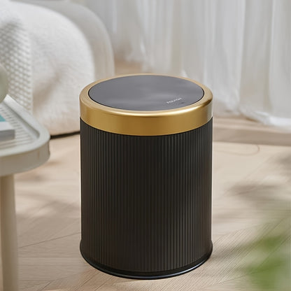 Lixeira Oval de Luxo | Contentor de Resíduos com Tampa de Pressão e Balde Duplo Interior