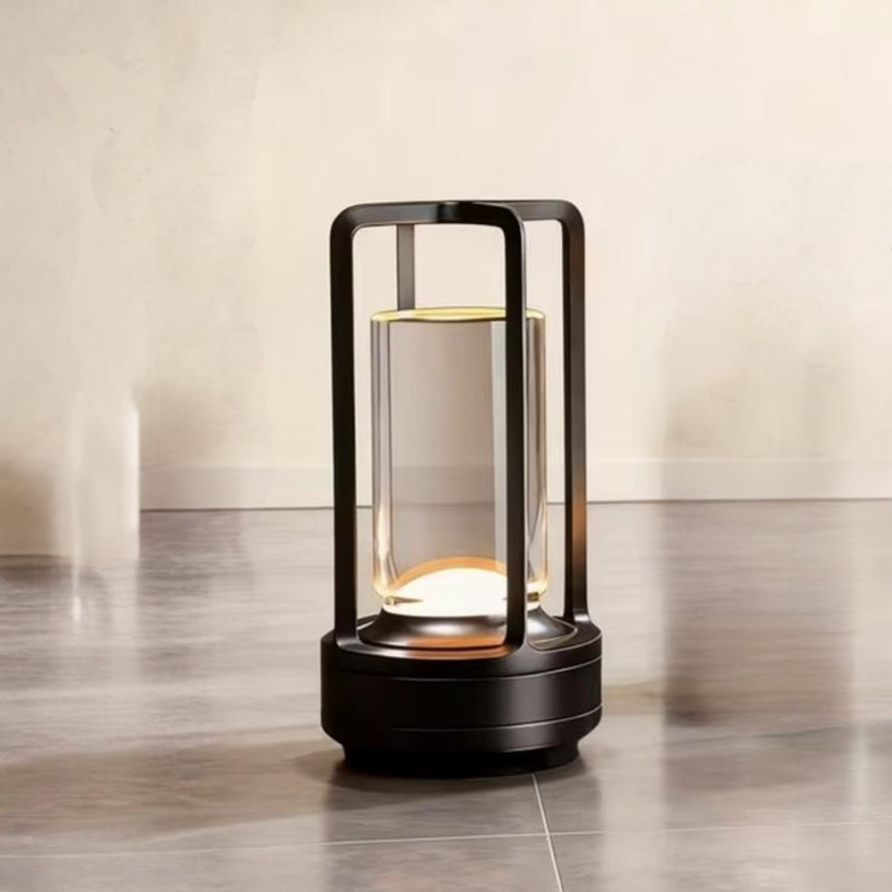 Lampada da tavolo moderna cilindro in metallo luce LED decorazione d'accento