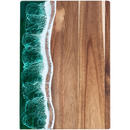 Tagliere in resina Wave | Tagliere per formaggi e portata in legno di acacia ispirato all'oceano