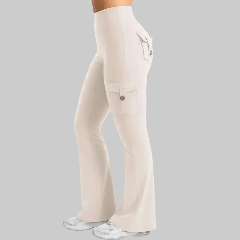 Cargo Pants High Waist Flare Pocket Wide Leg Womens Trousers