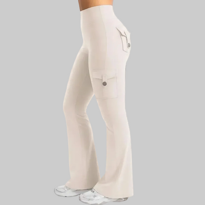 Cargo Pants High Waist Flare Pocket Wide Leg Womens Trousers