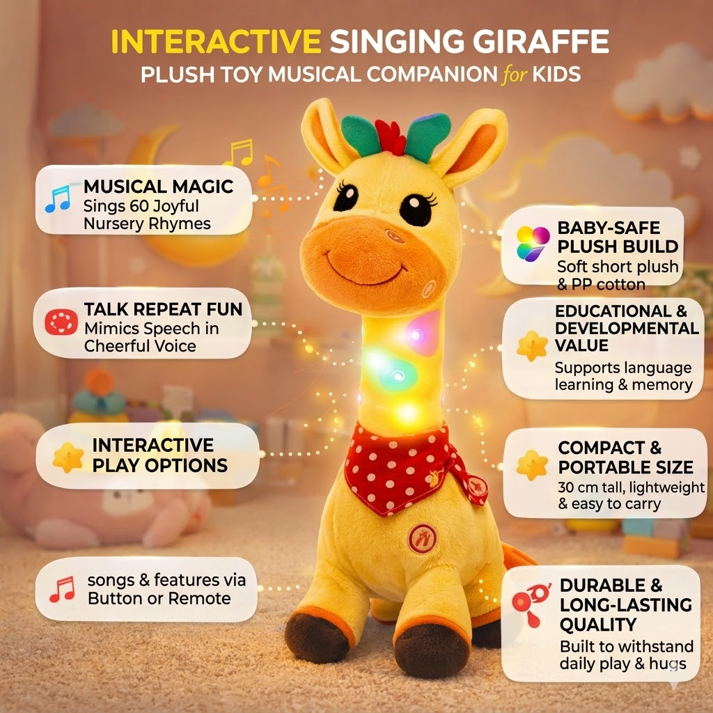 Plüschspielzeug Interaktive Singende Giraffe Kinder Musikalischer Begleiter