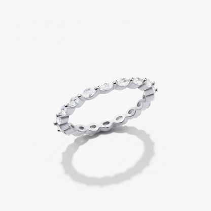 Anello Impilabile Geometrico Pavé Argento Sterling Fascia Regolabile