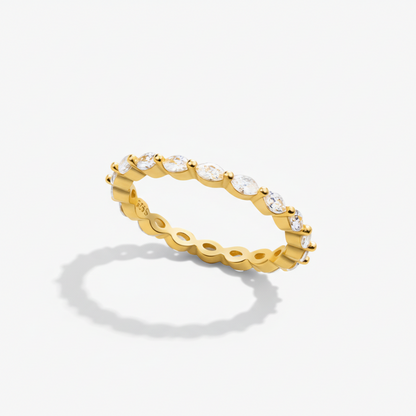 Anello Impilabile Geometrico Pavé Argento Sterling Fascia Regolabile