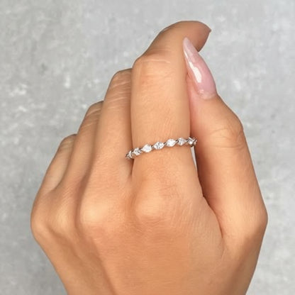 Anello Impilabile Geometrico Pavé Argento Sterling Fascia Regolabile