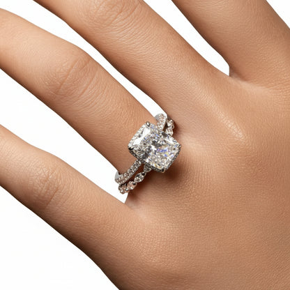 Anello Impilabile Geometrico Pavé Argento Sterling Fascia Regolabile