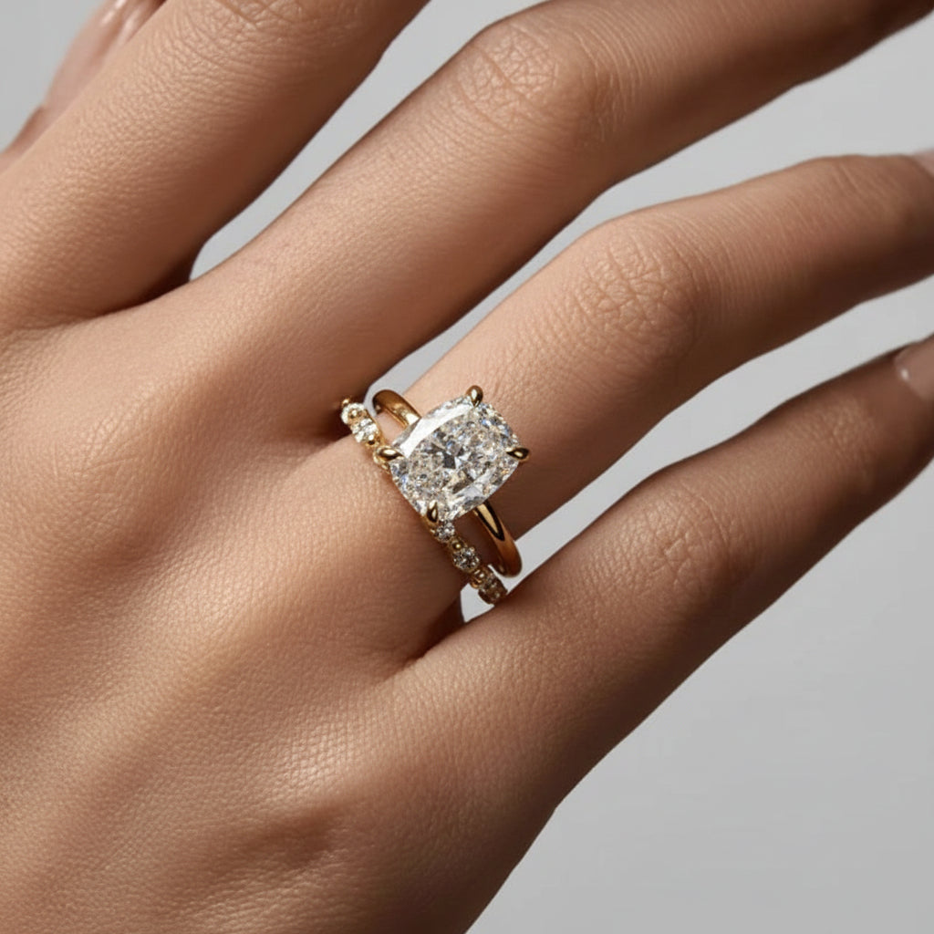 Anello Impilabile Geometrico Pavé Argento Sterling Fascia Regolabile