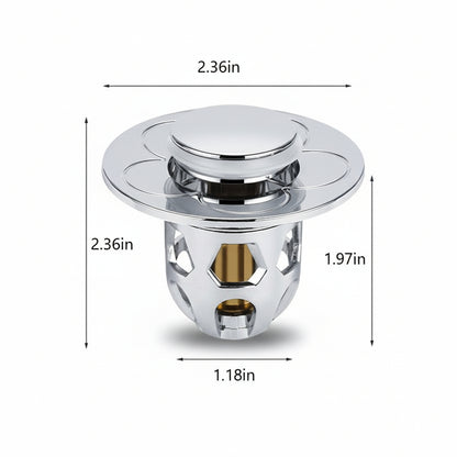 Sink Drain Stopper Pop Up Stainless Steel Anti Clog Bathroom Plug
