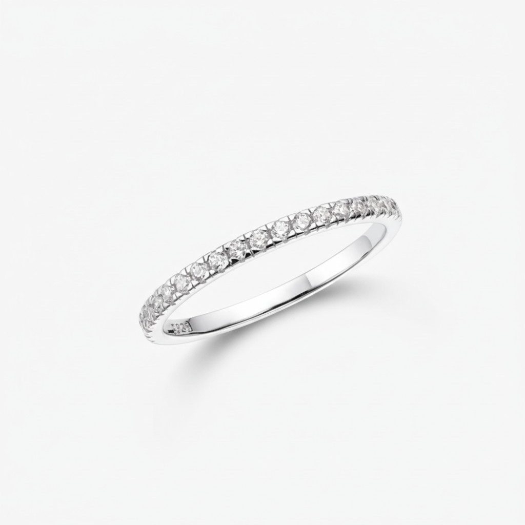 Stapeling Ring Geometrischer Silberring mit Zirkonia
