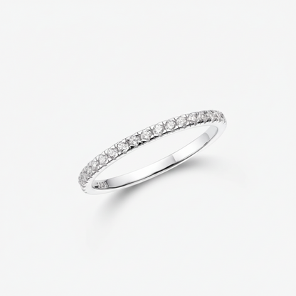 Stapeling Ring Geometrischer Silberring mit Zirkonia