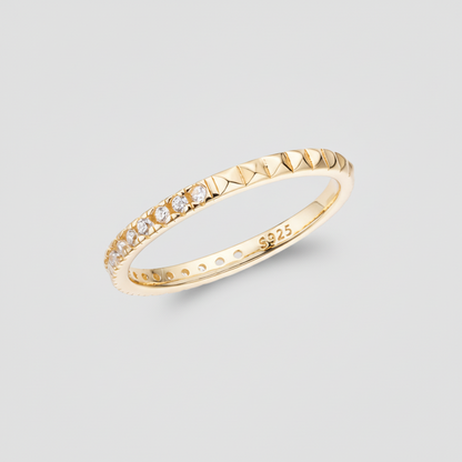 Stapeling Ring Geometrischer Silberring mit Zirkonia