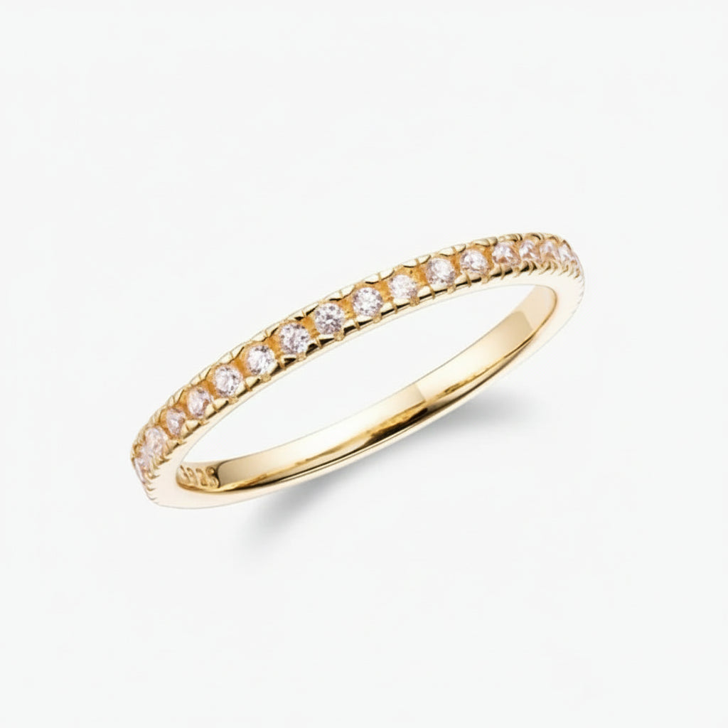 Stapeling Ring Geometrischer Silberring mit Zirkonia
