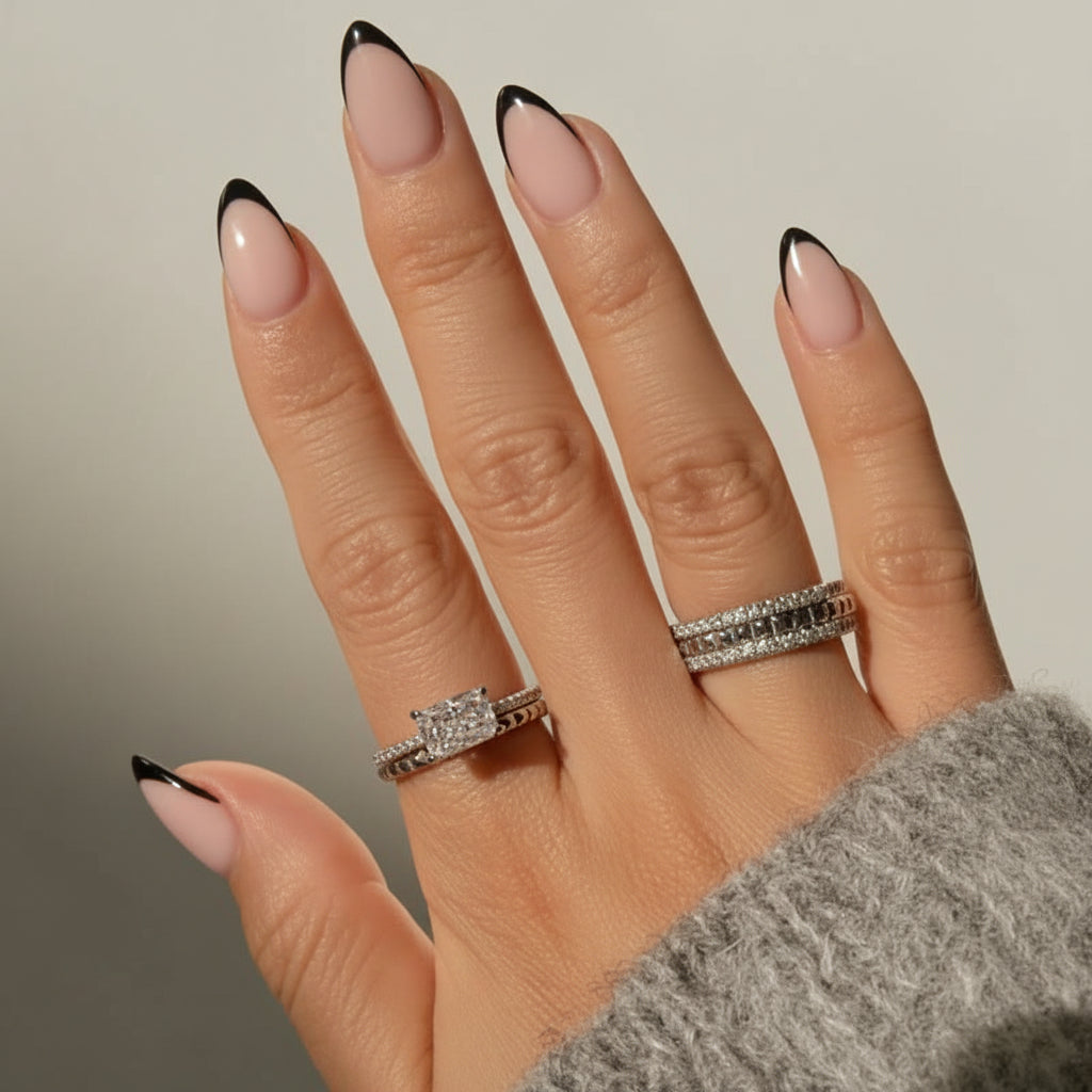 Stapeling Ring Geometrischer Silberring mit Zirkonia