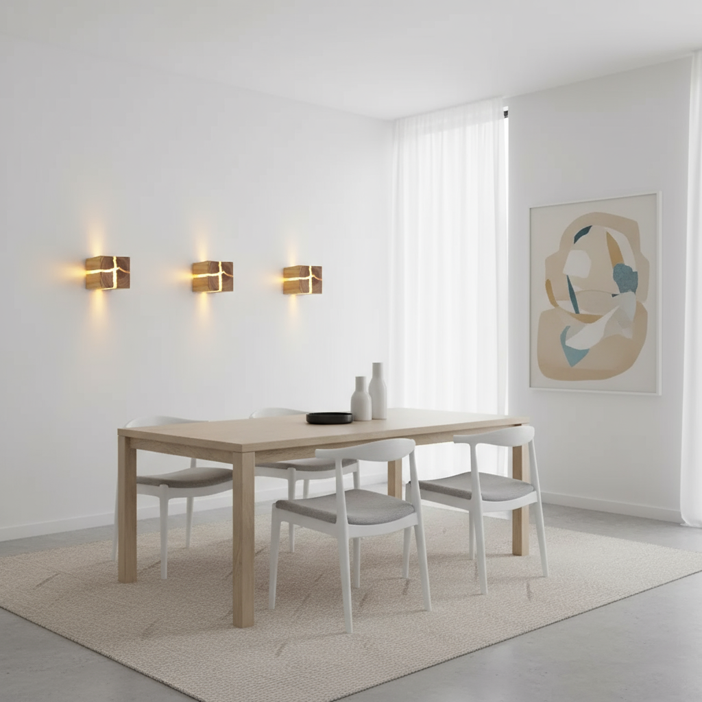 WoodAura Wandleuchte | Handgeschnitztes Design aus massivem Holz und Harz