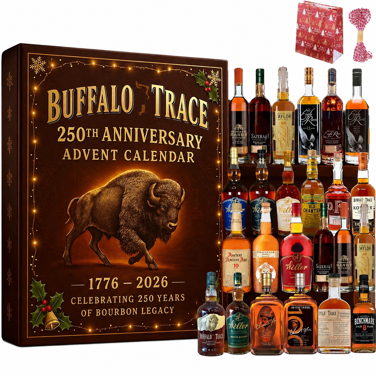 Calendário do Advento Whisky Bourbon Contagem Regressiva Presente Enfeites