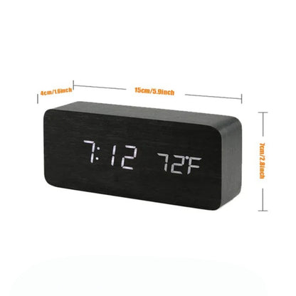 Alarm Clock Digital LED Wood Desk Clock