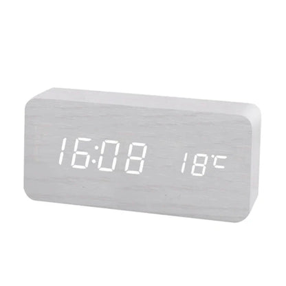 Alarm Clock Digital LED Wood Desk Clock
