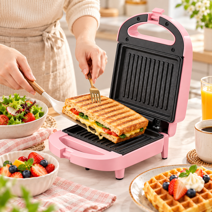 Piastra per panini compatta da piano di lavoro, con chiusura automatica e doppio riscaldamento