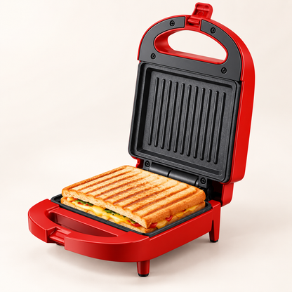 Piastra per panini compatta da piano di lavoro, con chiusura automatica e doppio riscaldamento
