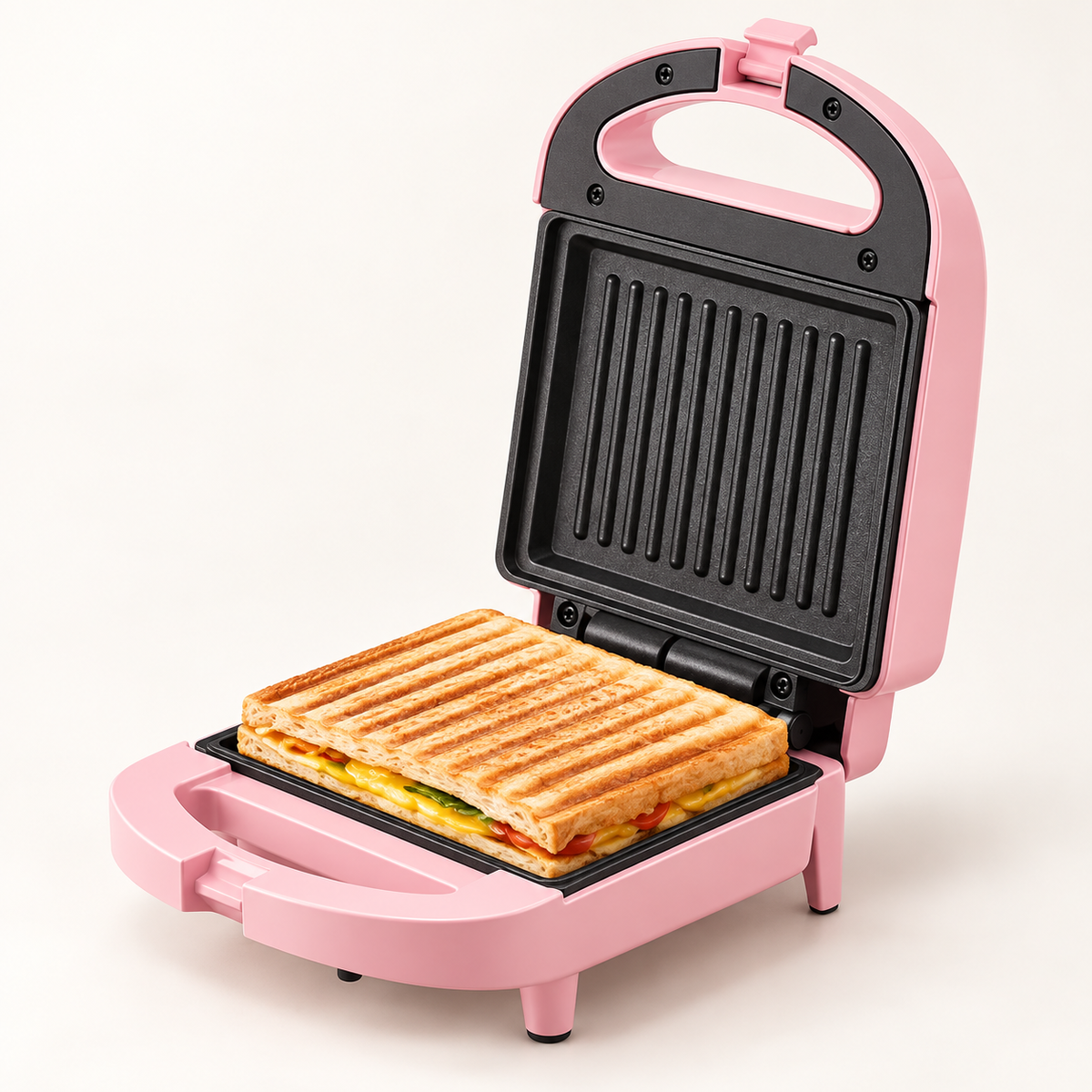 Piastra per panini compatta da piano di lavoro, con chiusura automatica e doppio riscaldamento