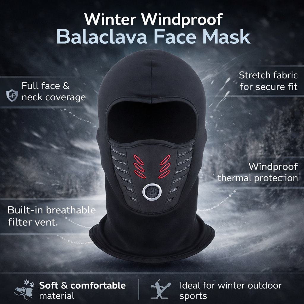 Mascarilla facial térmica de invierno a prueba de viento con cobertura total para clima frío