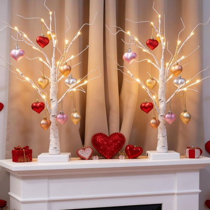 Lámpara de mesa LED Corazón de árbol de abedul Luz Decoración para el hogar de San Valentín