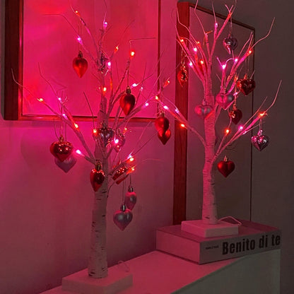 Lámpara de mesa LED Corazón de árbol de abedul Luz Decoración para el hogar de San Valentín