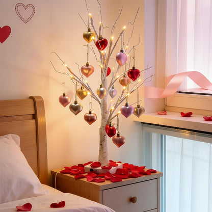 Lámpara de mesa LED Corazón de árbol de abedul Luz Decoración para el hogar de San Valentín
