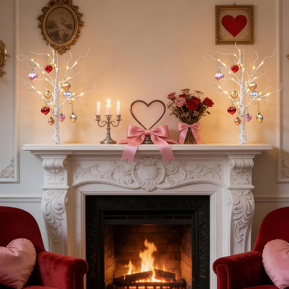 Lámpara de mesa LED Corazón de árbol de abedul Luz Decoración para el hogar de San Valentín