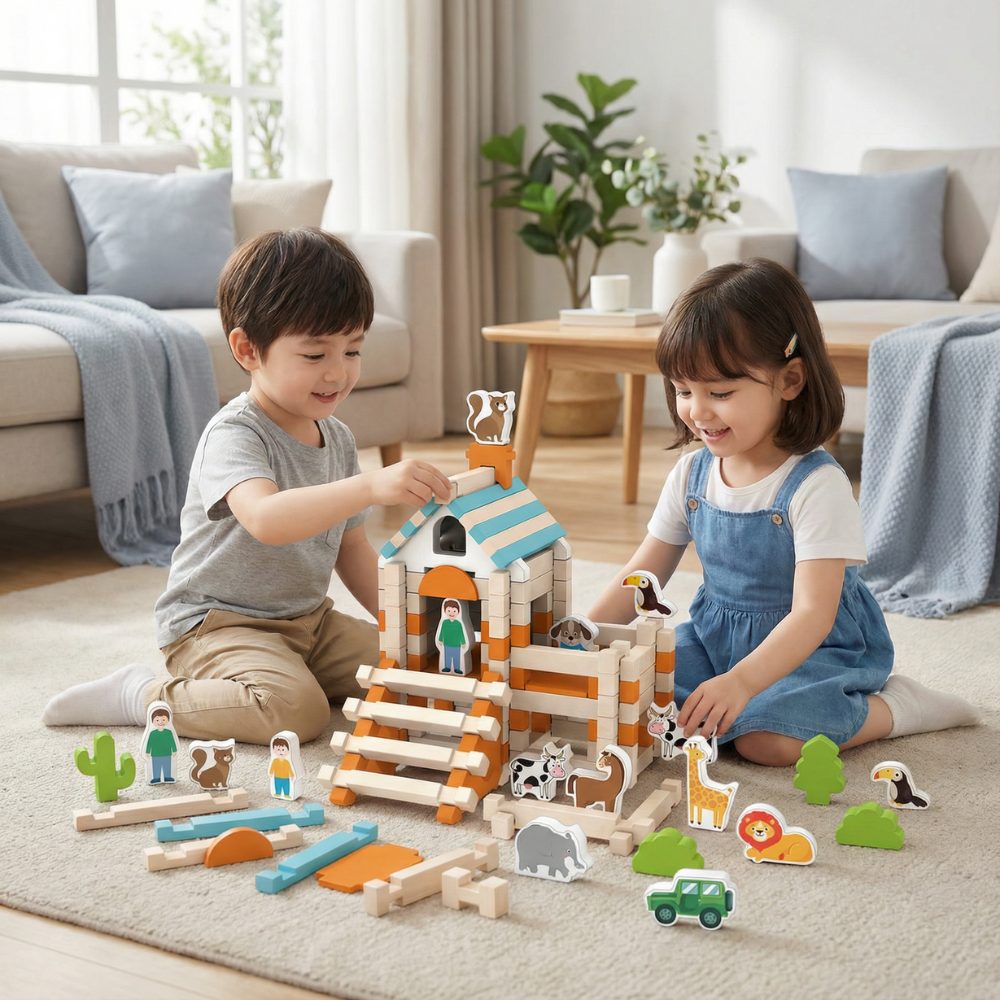 Kinderspielzeug Montessori Holzbausteine Spielset