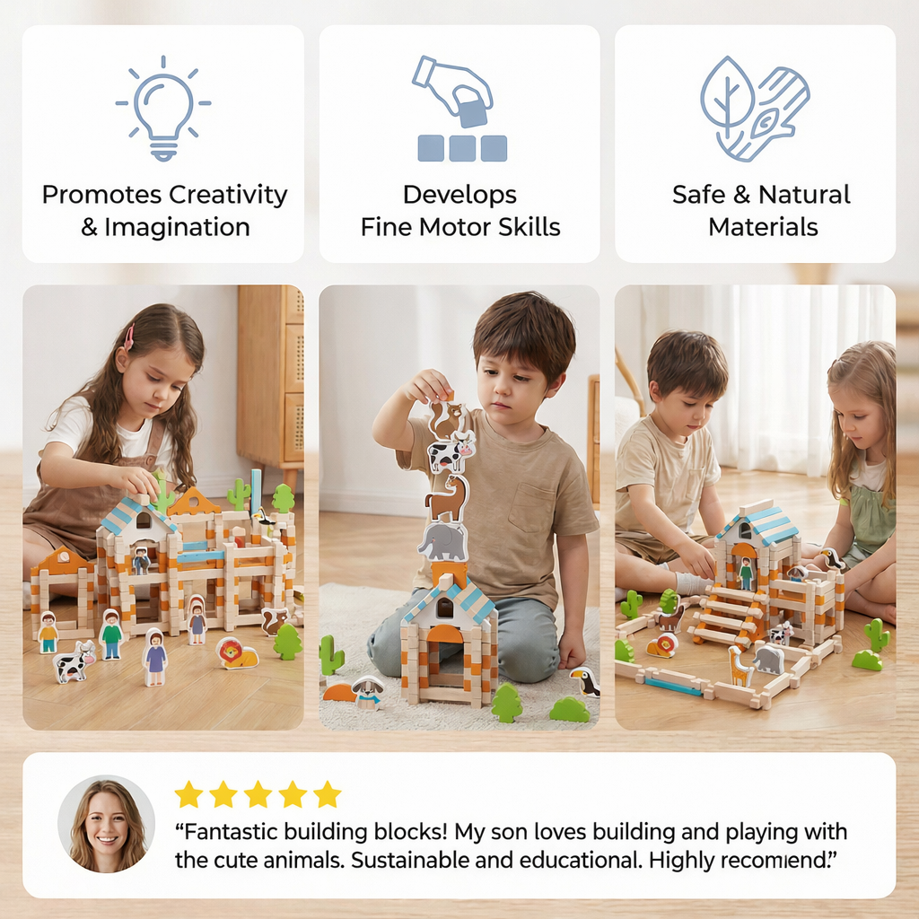 Kinderspielzeug Montessori Holzbausteine Spielset