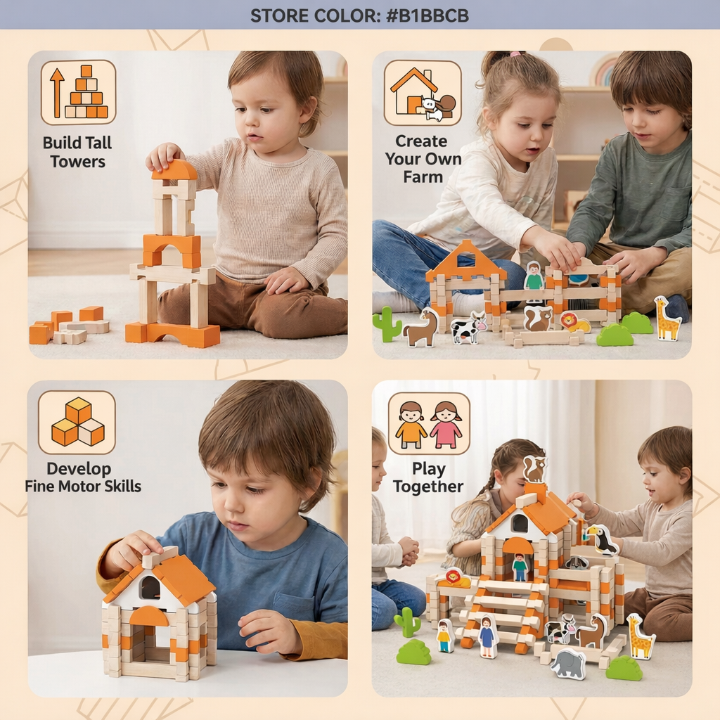 Kinderspielzeug Montessori Holzbausteine Spielset