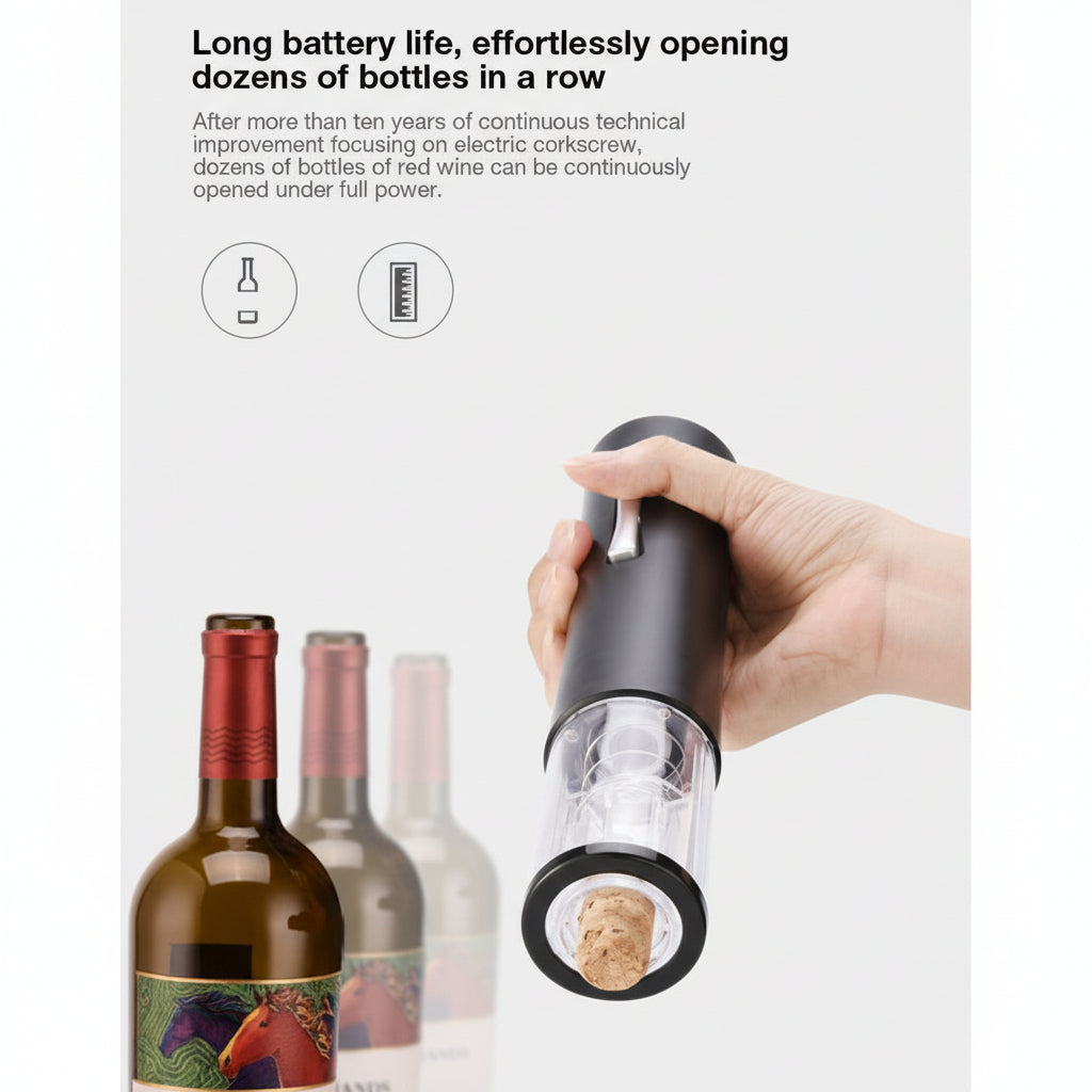 Abridor de Vinho Elétrico Saca-Rolhas Automático Abertura Fácil de Garrafas