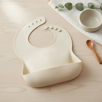 Bavaglino per Bambino in Silicone Regolabile Impermeabile per la Pappa