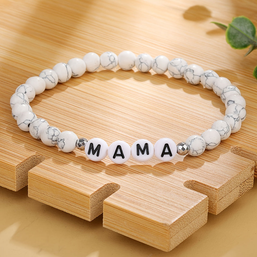 Pulsera de Cuentas Regalo del Día de la Madre Joyería Elástica con Letra de Nombre