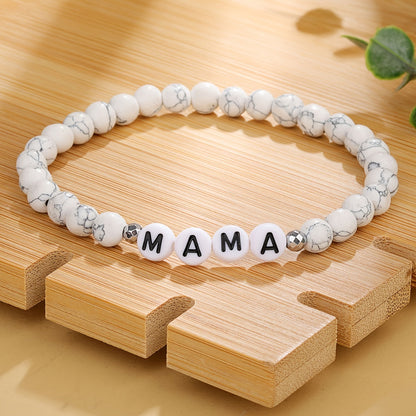 Pulsera de Cuentas Regalo del Día de la Madre Joyería Elástica con Letra de Nombre