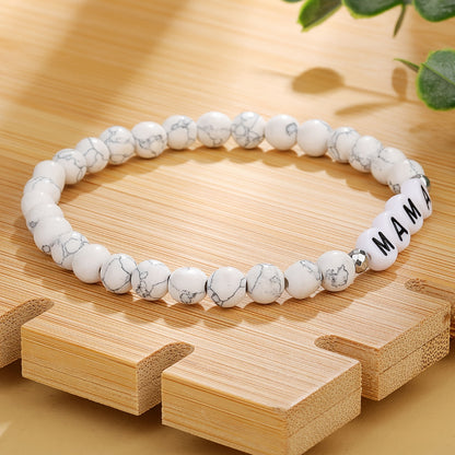 Pulsera de Cuentas Regalo del Día de la Madre Joyería Elástica con Letra de Nombre