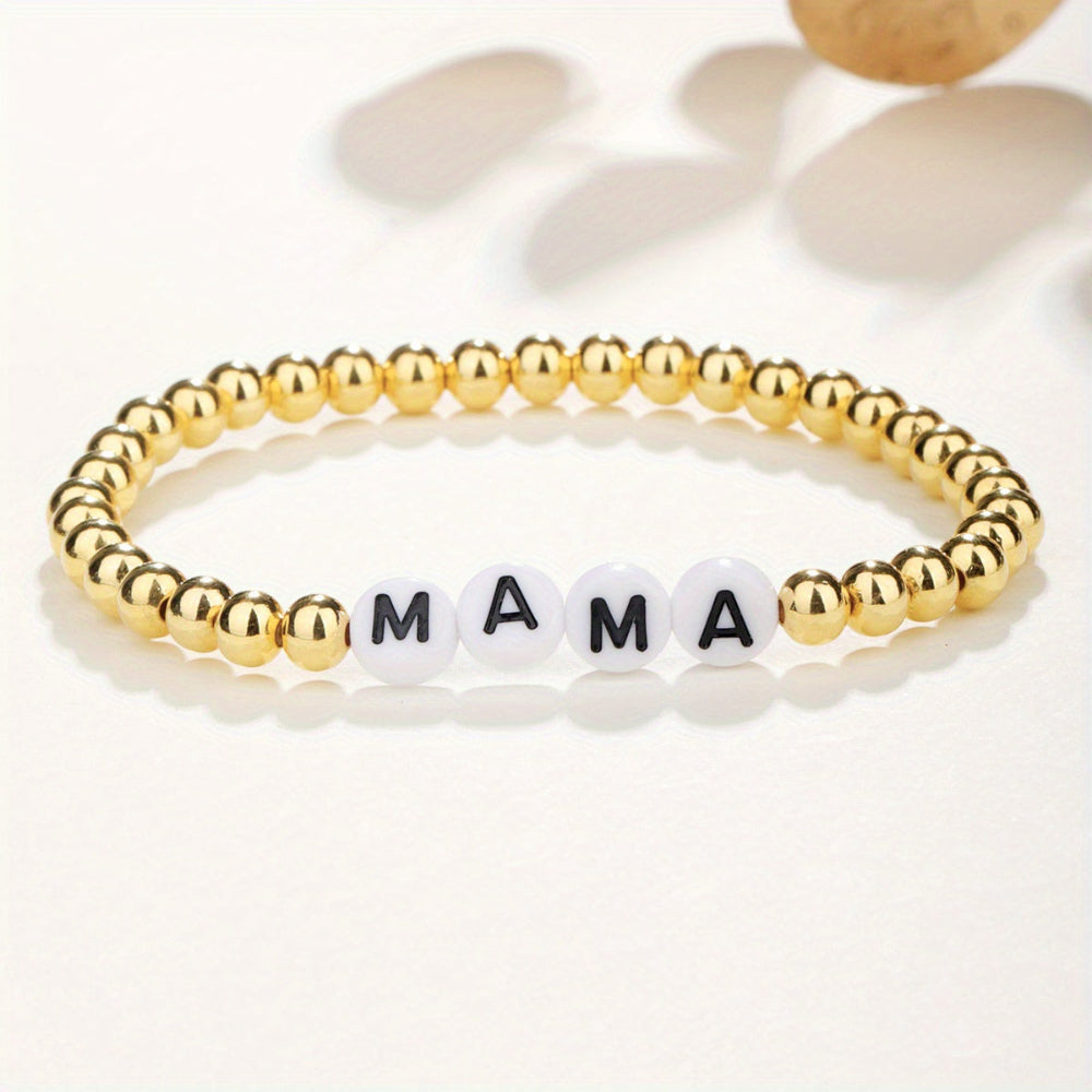 Pulsera de Cuentas Regalo del Día de la Madre Joyería Elástica con Letra de Nombre