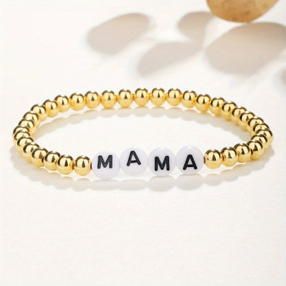 Pulsera de Cuentas Regalo del Día de la Madre Joyería Elástica con Letra de Nombre