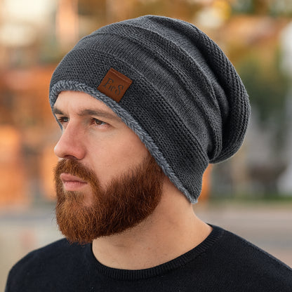 Gorro de Inverno em Malha com Forro de Acrílico Estilo Descaído