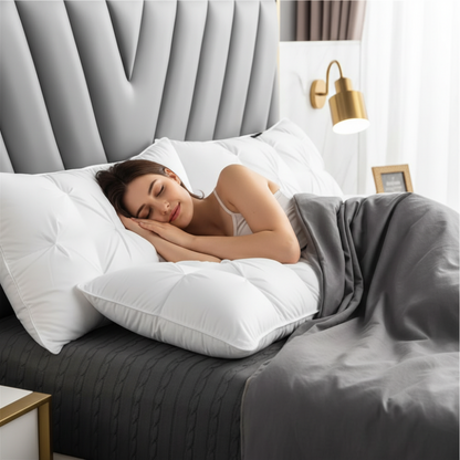 Almohada para cama con relleno alternativo de plumón para soporte del cuello al dormir