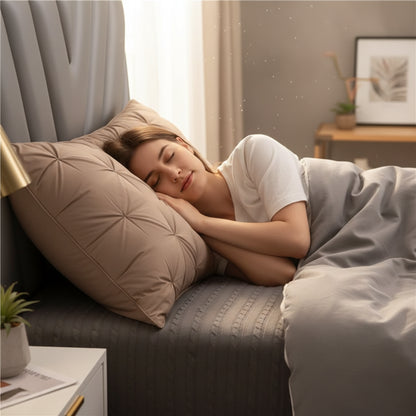 Almohada para cama con relleno alternativo de plumón para soporte del cuello al dormir