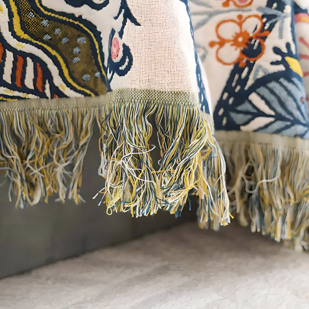 Decke Überwurf Blumenmuster Wendedesign mit Quasten