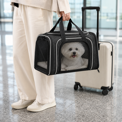 Trasportino per animali in rete traspirante, espandibile, per viaggiare senza stress